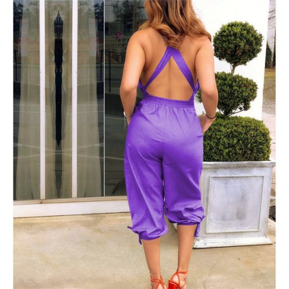 Summer Casual Jumpsuit Fashion Sexy Backless - Picture 6 of 7